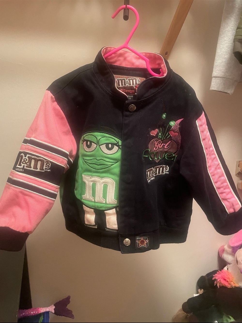 M&M's Girl Power Black & Pink Kids Jacket 3t